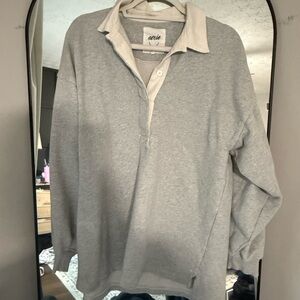Aerie Women's Light Gray Rugby Pullover